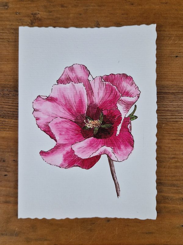 Grußkarte Hibiskus line&wash