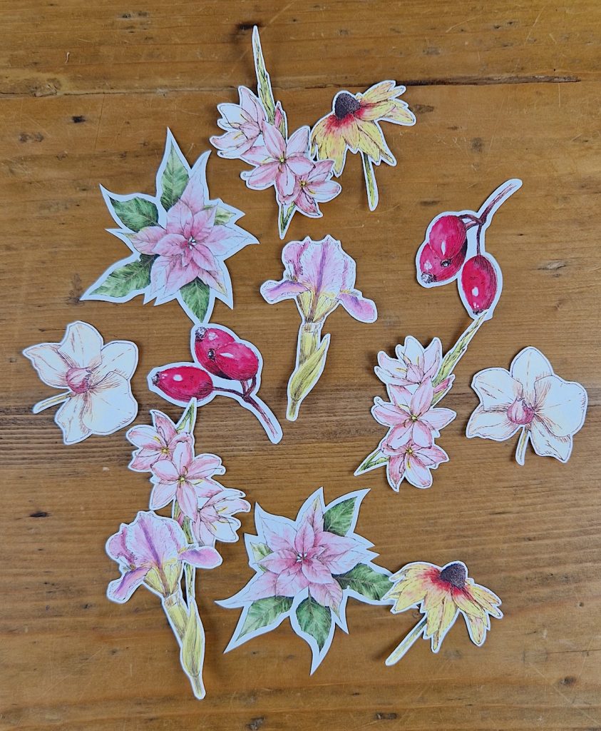 Sticker line&wash Blumen