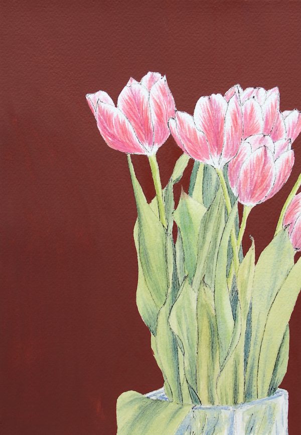 Strahlend Pink Aquarell Stamer 18x26cm