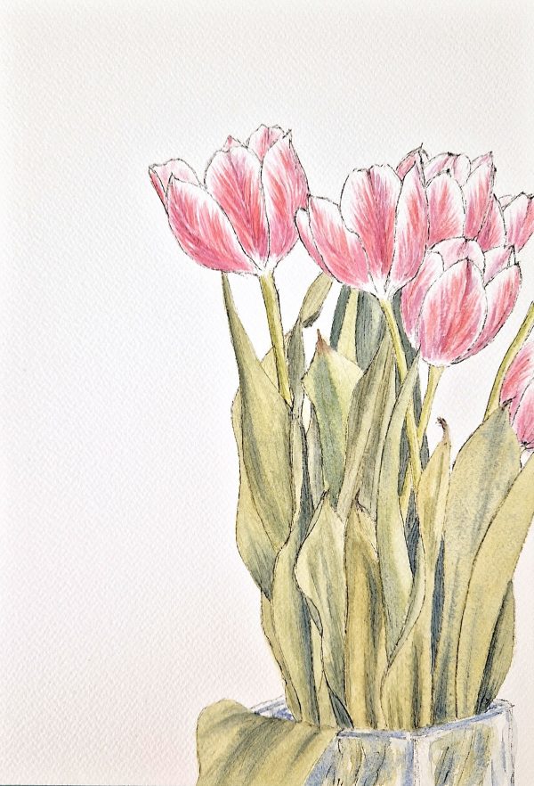Strahlend Pink Aquarell Stamer Detail