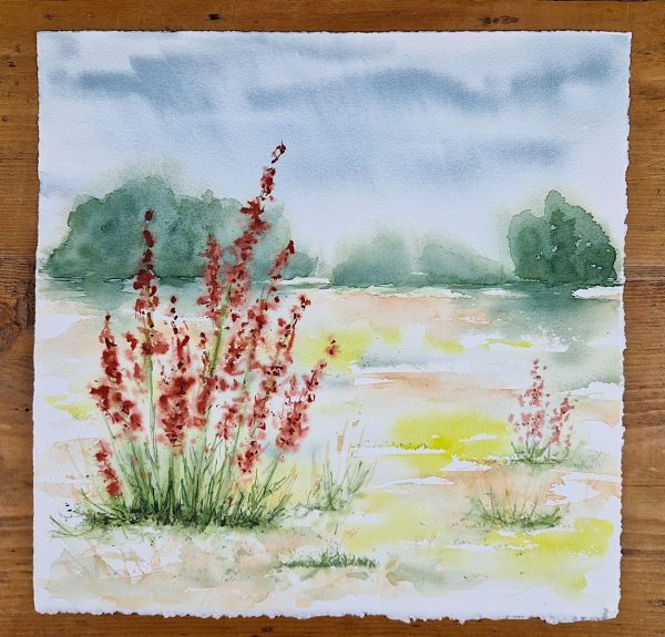 It's been a rainy walk - Landschaftsaquarell