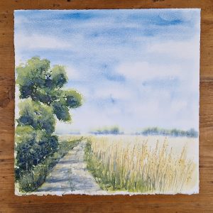 Spaziergang im Juni - Landschaftsaquarell