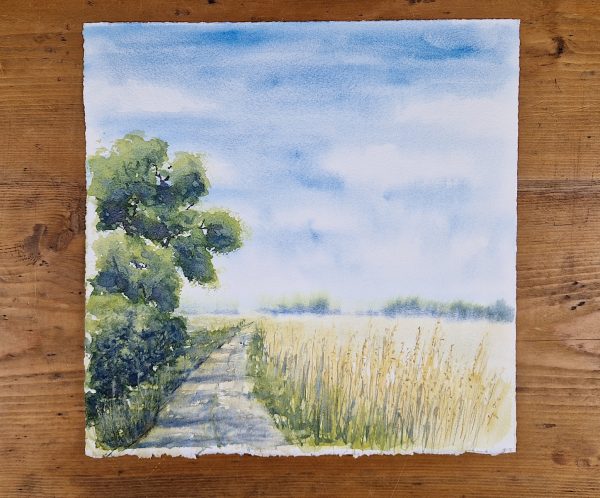 Spaziergang im Juni - Landschaftsaquarell